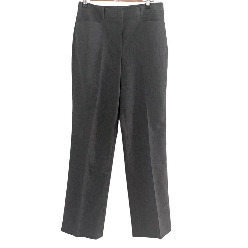 LANDS' END WOMEN'S 8 WASHABLE WOOL Blend Grey Stripes Pink Dots Trouser Pants